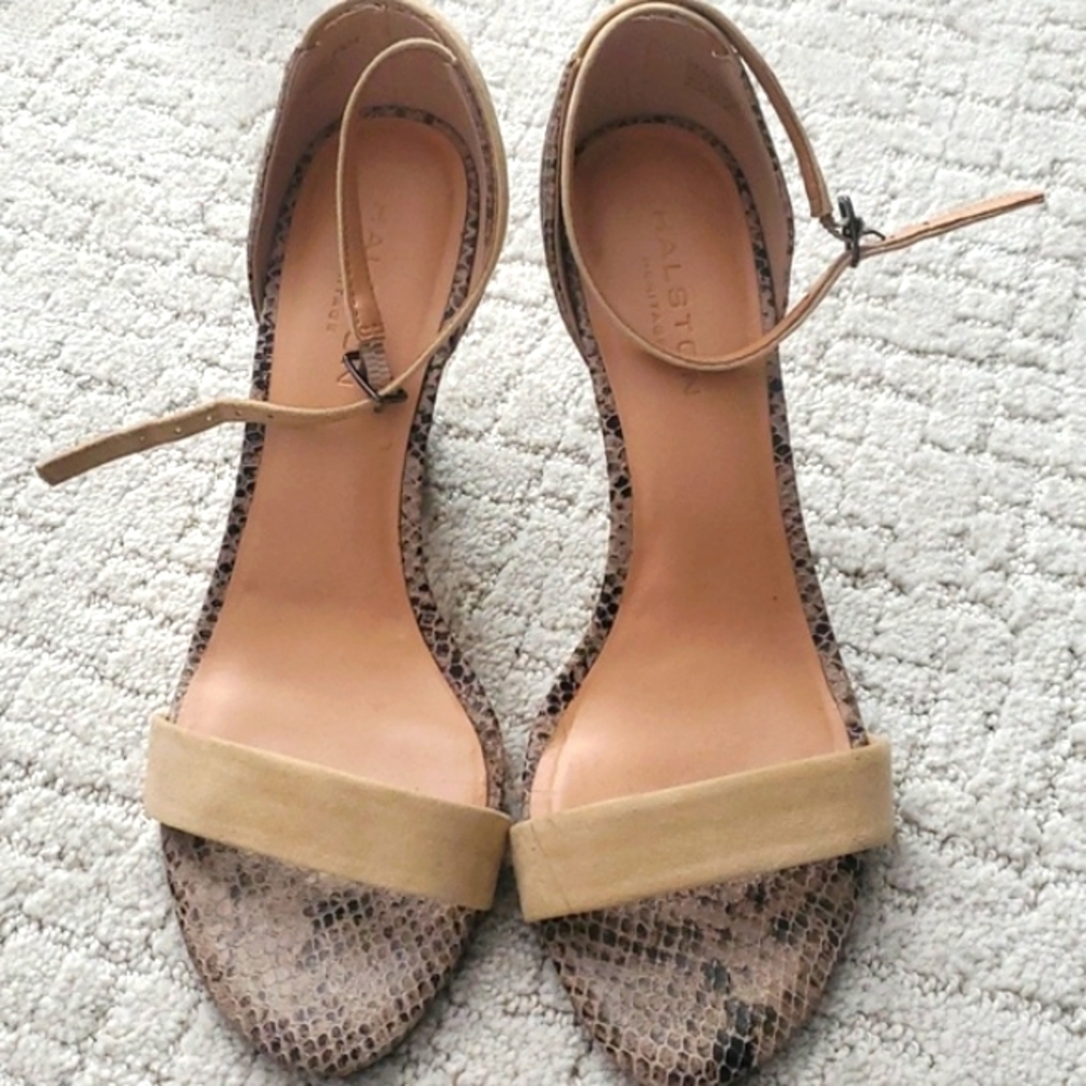 Halston snakeskin leather heeled Sandals